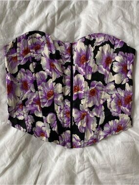 Forever 21 Floral Corset - Black and Purple Floral Print